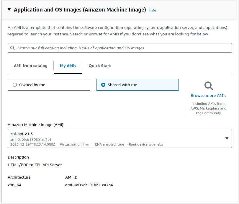 Select ZPL Server VM Image